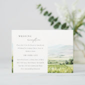 Waterverf Wijngaard Landschap Huwelijksreceptie Informatiekaartje (Staand voorkant)