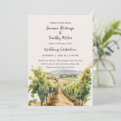 Waterverf Wijngaard met RSVP huwelijksuitnodiging Kaart (Staand voorkant)