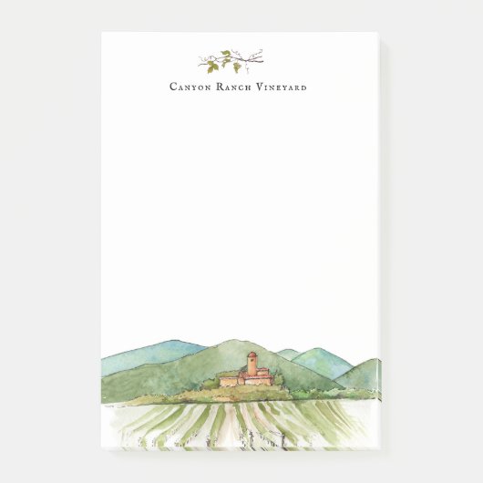 Waterverf Wijngaard Wijnbouw Post-it® Notes (Voorkant)