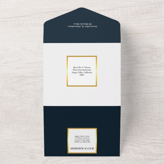 Waterverf wijngaard wijnflessen druiven chic all in one uitnodiging (Buitenkant)