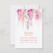 Waterverf wijngaarden koraal oranje roze groene br RSVP kaartje (Voorkant)