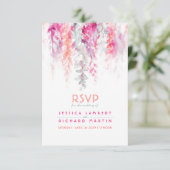 Waterverf wijngaarden koraal oranje roze groene br RSVP kaartje (Staand voorkant)