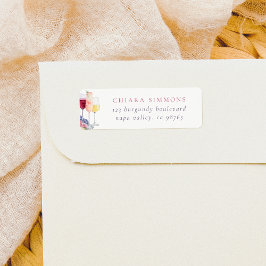 Waterverf wijnglazen Modern retouradres Etiket