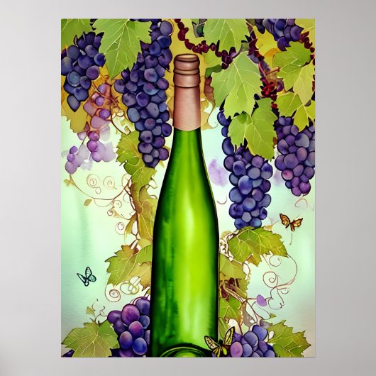 Waterverf Wijnkunst Poster (Voorkant)