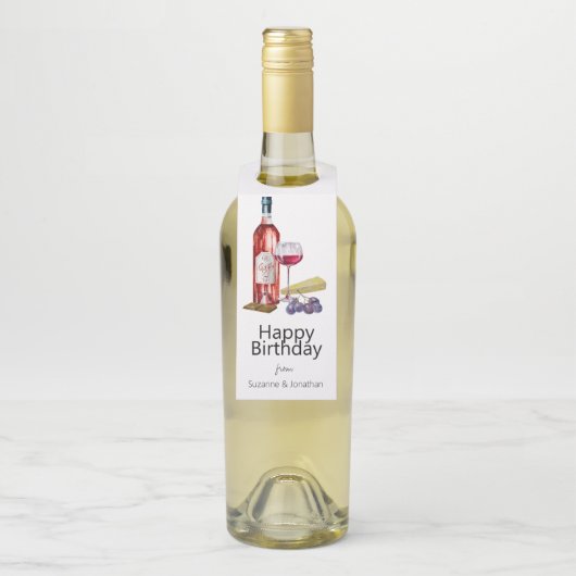 Waterverf Wijnloop Magavond Label Fles Hanger (Op fles)