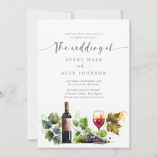 Waterverf wijnmakerij bruiloft kaart (Voorkant)