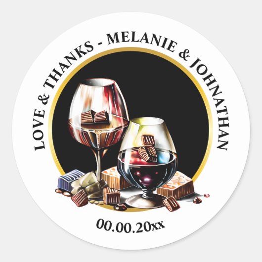 Waterverf wijnproeverij Pairing Chocolade Land Ronde Sticker (Voorkant)