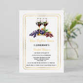 Waterverf wijnproeverij pairing wijnmakerij land folie uitnodiging (Staand Voorkant)