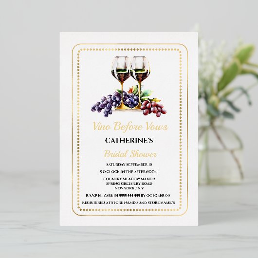 Waterverf wijnproeverij pairing wijnmakerij land folie uitnodiging (Staand Voorkant)