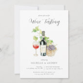 Waterverf wijnproeverij QR Code Trouwdouche Kaart (Voorkant)