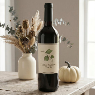 Waterverf Wijnrank Thanksgiving Wijnfles Label Wijn Etiket