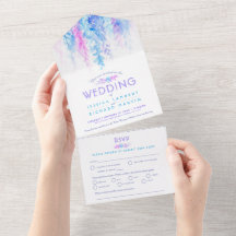 Waterverf wijnstok blauw roze paars diner RSVP