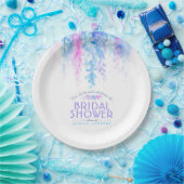 Waterverf wijnstok bloemenblauw paarse vrijgezelle papieren bordje (Feest)