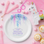 Waterverf wijnstok bloemenblauw paarse vrijgezelle papieren bordje (Feest)