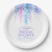 Waterverf wijnstok bloemenblauw paarse vrijgezelle papieren bordje (Voorkant)