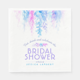 Waterverf wijnstok bloemenblauw paarse vrijgezelle servet