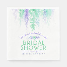 Waterverf wijnstok bloemengroen paarse vrijgezelle servet