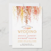 Waterverf wijnstok bruin sinaasappel rood herfst b kaart (Voorkant)