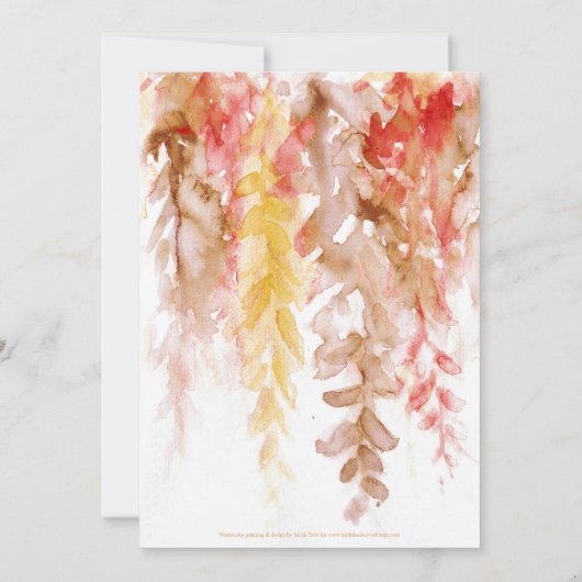 Waterverf wijnstok bruin sinaasappel rood herfst b kaart (Achterkant)