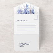 Waterverf wijnstok donkerblauw grijs winterbruilof all in one uitnodiging (Buitenkant)