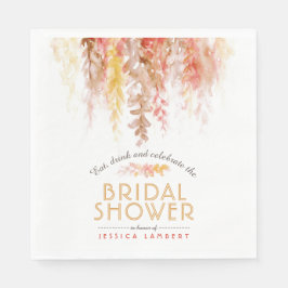 Waterverf wijnstok herfst bruin koraal vrijgezelle servet