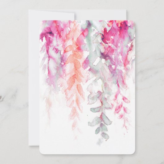 Waterverf wijnstok koraal groen roze rood bruiloft kaart (Achterkant)