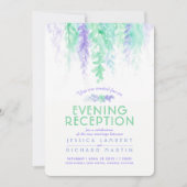 Waterverf wijnstok paarse groene avondreceptie kaart (Voorkant)