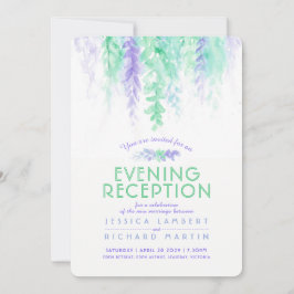 Waterverf wijnstok paarse groene avondreceptie kaart