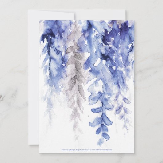 Waterverf wijnstok winter bruiloft blauw grijs kaart (Achterkant)