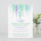 Waterverf wijnstokken blauw groen na bruiloft kaart (Staand voorkant)