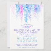 Waterverf wijnstokken blauw roze na bruiloft kaart (Voorkant)