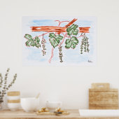 Waterverf wijnstokken met druiven | Frankrijk Poster (Keuken)