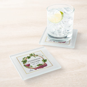 Waterverf Wijnstokken met een degressief debiet Glazen Onderzetter