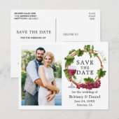 Waterverf wijnstokken met foto's waarop de datum w briefkaart (Voorkant / Achterkant)