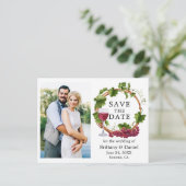 Waterverf wijnstokken met foto's waarop de datum w briefkaart (Staand voorkant)