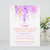 Waterverf wijnstokken paarse sinaasappel na huweli kaart (Staand voorkant)