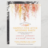 Waterverf wijnstokken sinaasappel bruin na bruilof kaart (Voorkant / Achterkant)