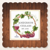 Waterverf Wijnstokwijnstokken met de naam van de w Kartonnen Onderzetters (Voorkant)