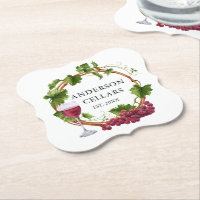 Waterverf Wijnstokwijnstokken met de naam Wijn Cel