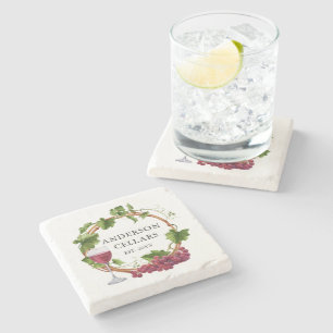 Waterverf Wijnstokwijnstokken met de naam Wijn Cel Stenen Onderzetter