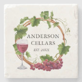 Waterverf Wijnstokwijnstokken met de naam Wijn Cel Stenen Onderzetter (Voorkant)