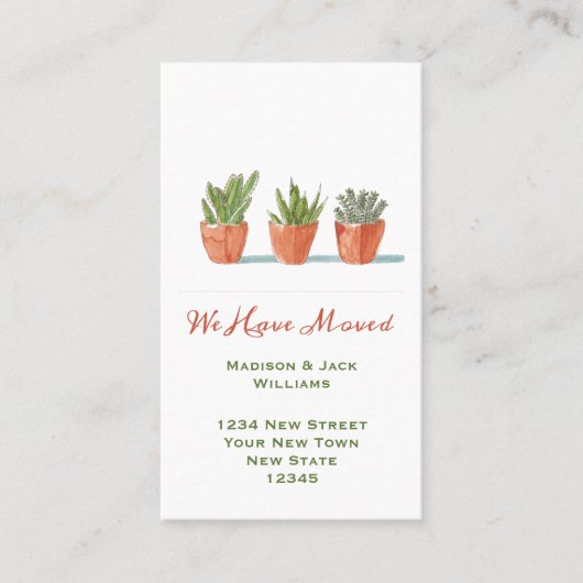 Waterverf Wijziging adres | Verplaatsingsaankondig Visitekaartje (Voorkant)