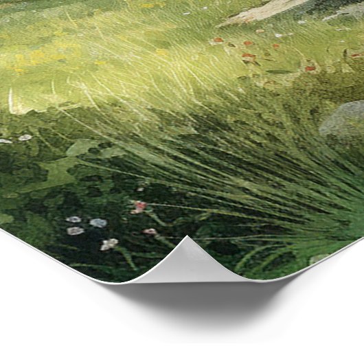 Waterverf wikkelend weg door een weide poster (Hoek)