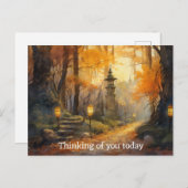 Waterverf wikkelpad door herfst bossen bij schemer briefkaart (Voorkant / Achterkant)