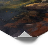 Waterverf wikkelpad door herfst bossen bij schemer poster (Hoek)