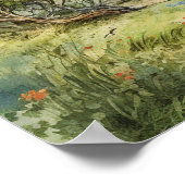 Waterverf wikkelpad naar een hilltop-huis poster (Hoek)