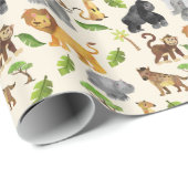 Waterverf Wild Animal Safari Oerwoud Pattern Cadeaupapier (Rol Hoek)