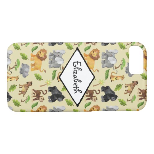 Waterverf Wild Animal Safari Oerwoud Pattern Case-Mate iPhone Case (Achterkant (Horizontaal))