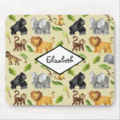 Waterverf Wild Animal Safari Oerwoud Pattern Muismat (Voorkant)