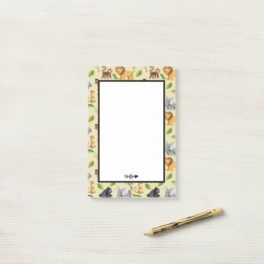 Waterverf Wild Animal Safari Oerwoud Pattern Post-it® Notes (Op bureau)
